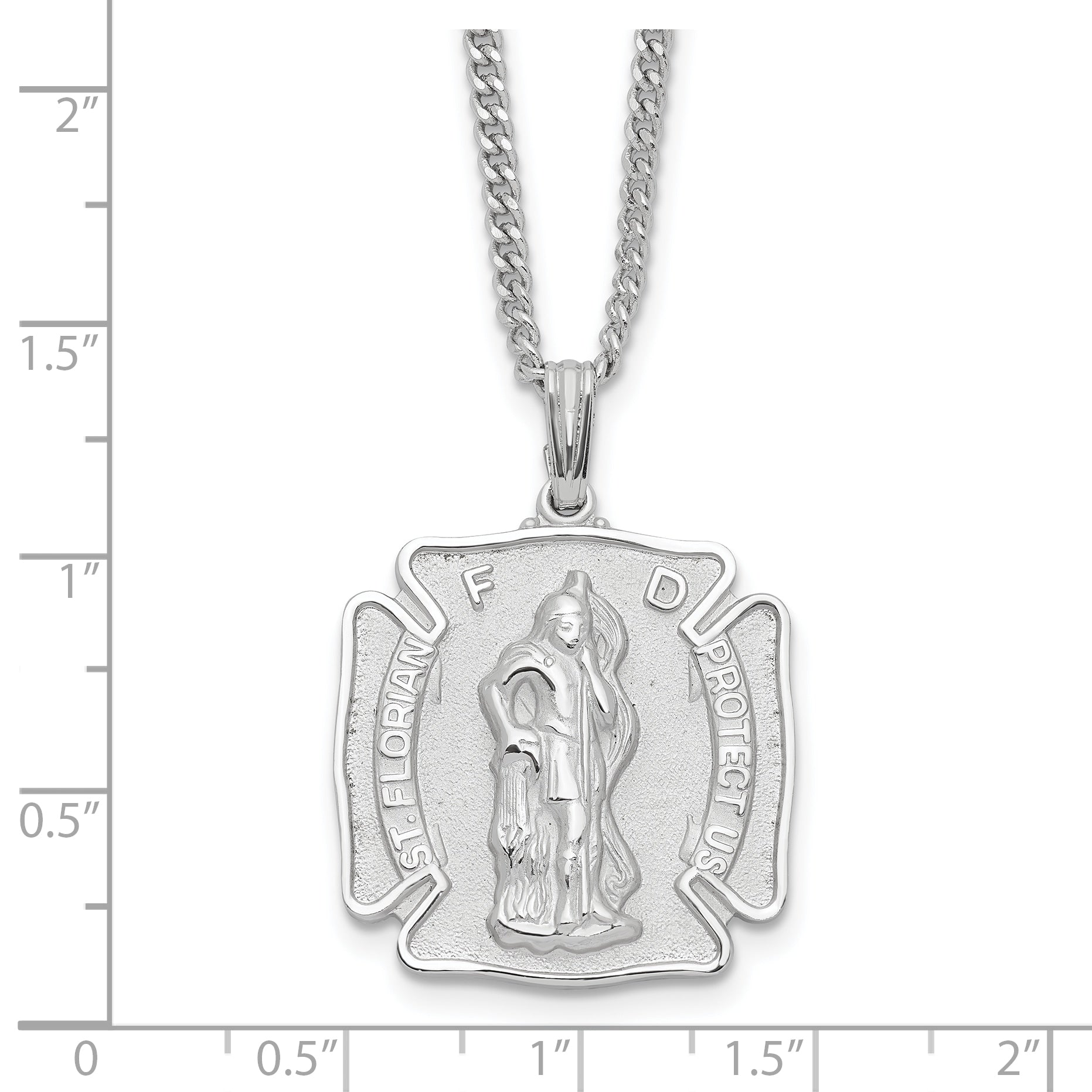Kelly Waters Rhodium-plated St. Florian Medal 24 inch Necklace