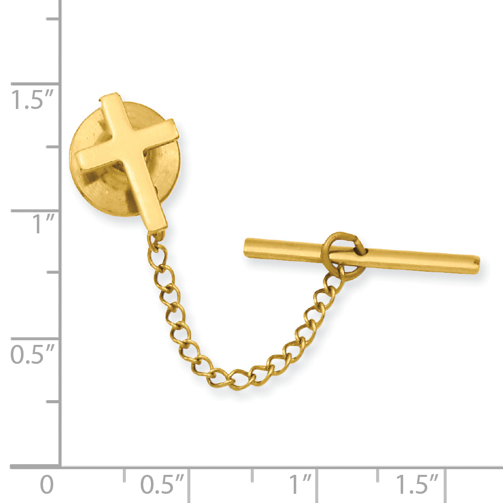 Kelly Waters Gold-plated Polished Cross Tie Tac