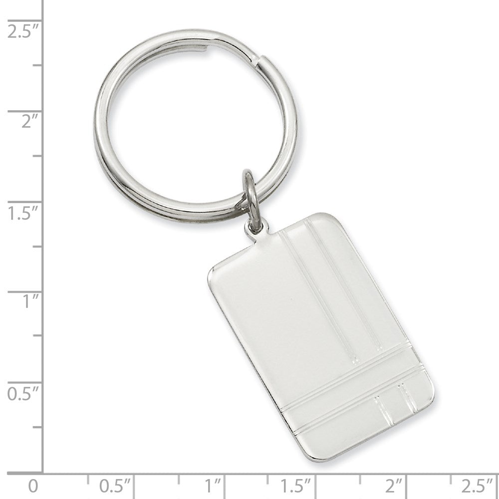 Rhodium-plated Kelly Waters Criss Cross Pattern Engraveable Key Ring