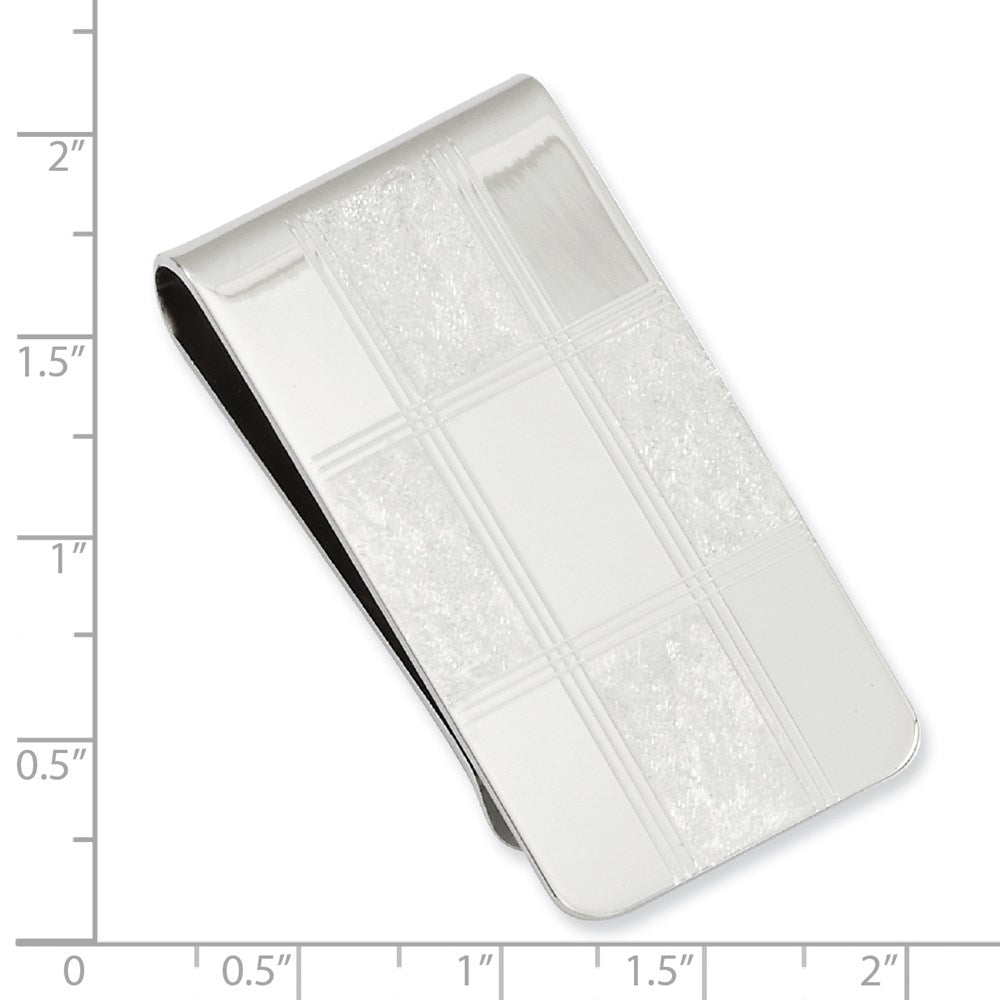 Rhodium-plated Kelly Waters Four Square Engraveable Money Clip