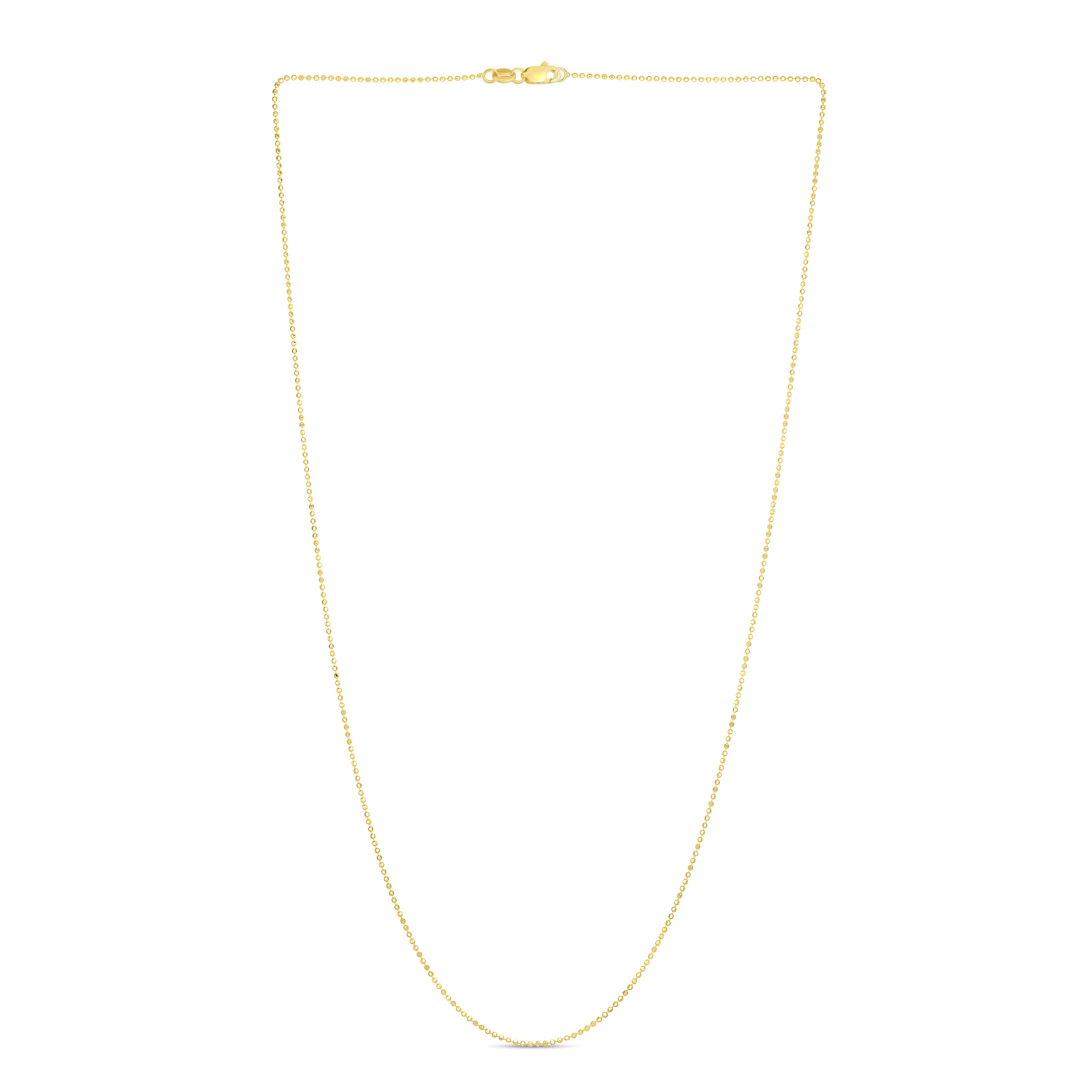 14K Yellow Gold 0.9mm Diamond Cut Bead 20" Chain with Lobster Lock