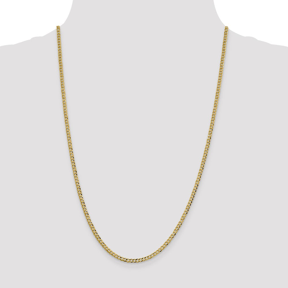 14K 24 inch 3.1mm Lightweight Flat Cuban with Lobster Clasp Chain