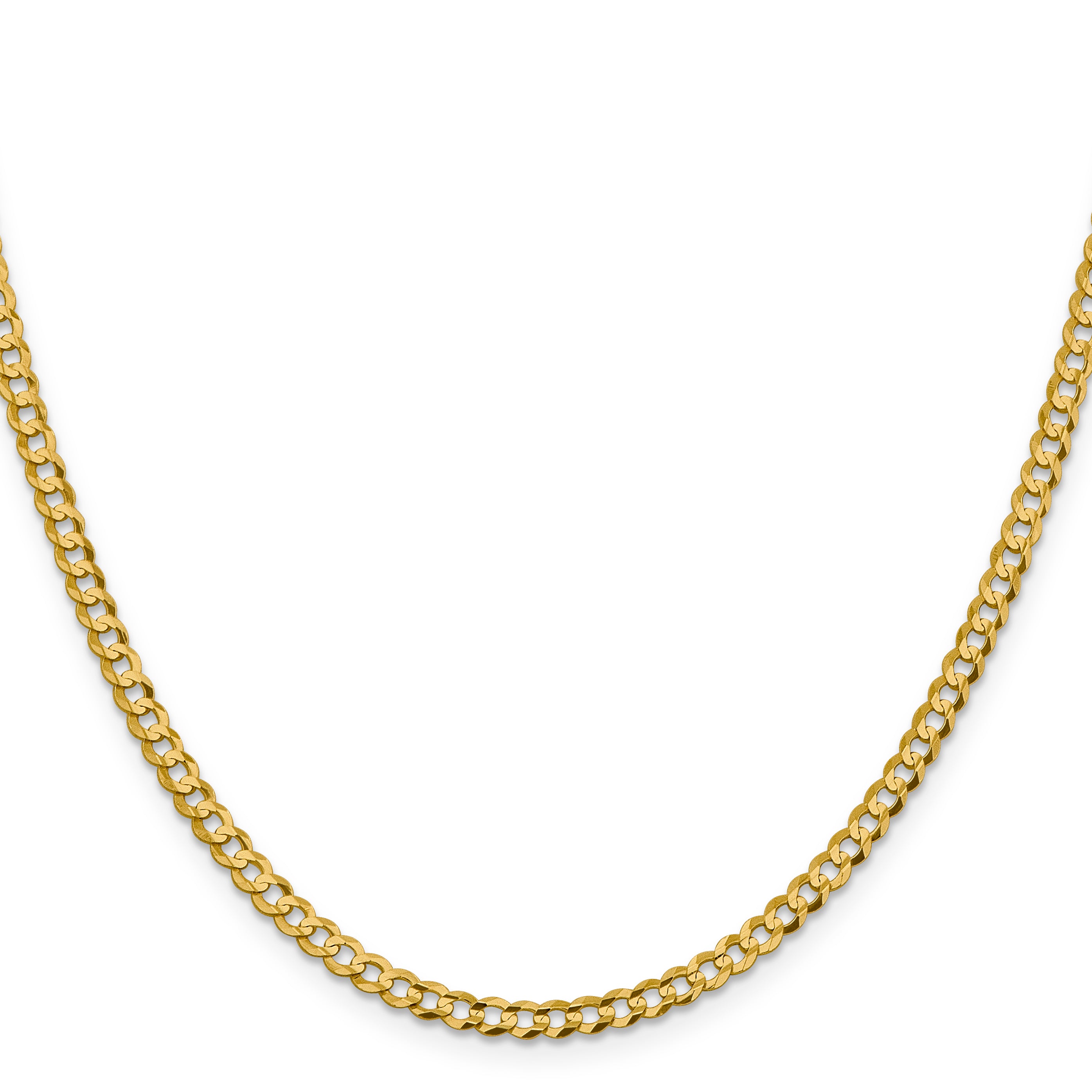 14K 18 Inch 3.7Mm Lightweight Flat Cuban With Lobster Clasp Chain