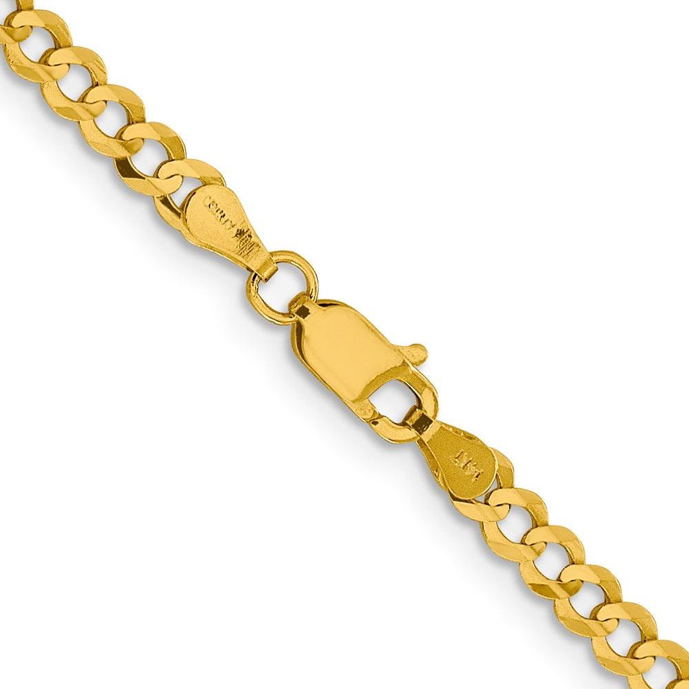 14K 16 inch 3.7mm Lightweight Flat Cuban with Lobster Clasp Chain