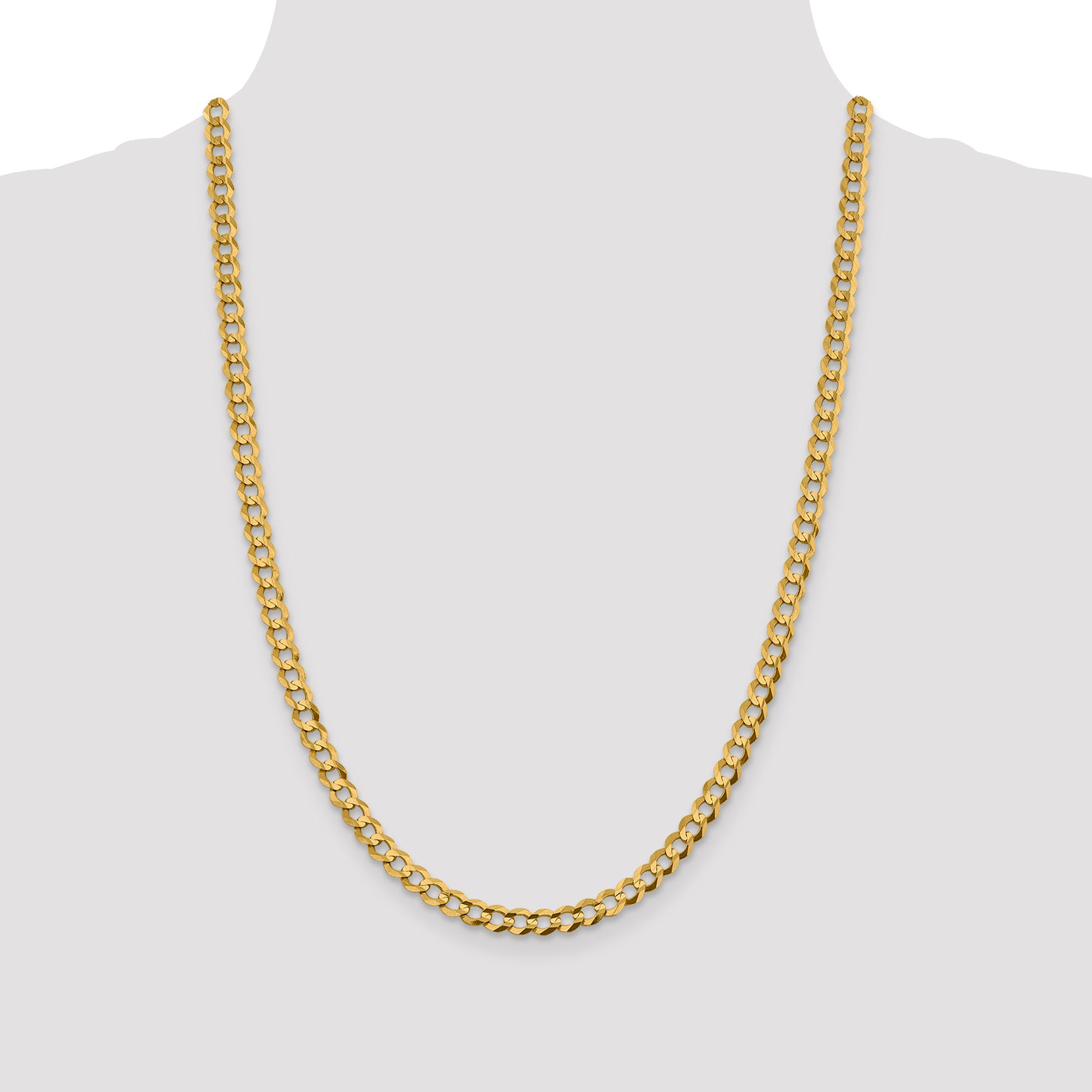 14K 24 Inch 5.9Mm Lightweight Flat Cuban With Lobster Clasp Chain