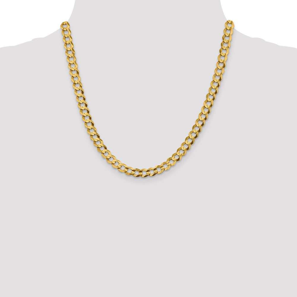 14K 20 inch 7.2mm Lightweight Flat Cuban with Lobster Clasp Chain