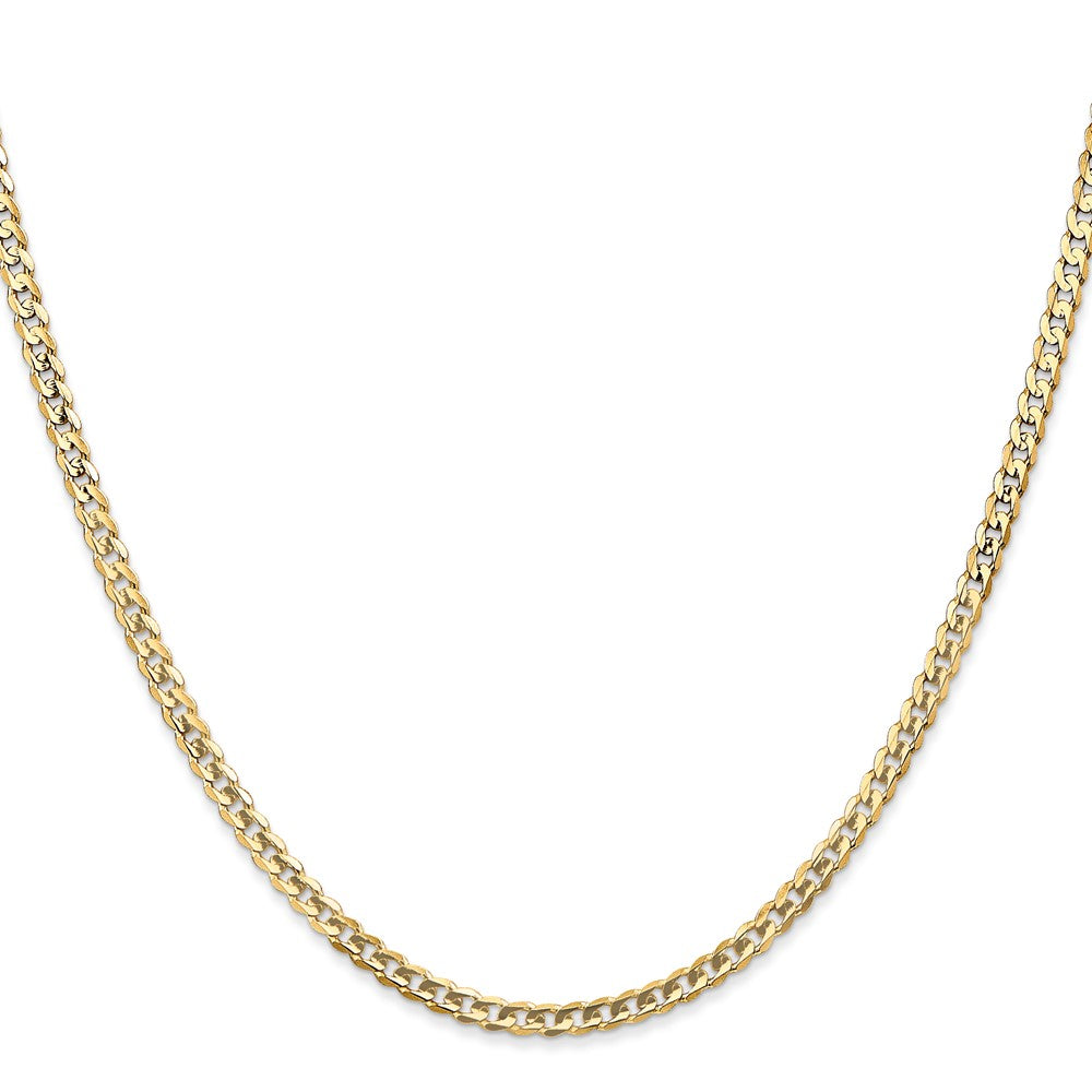 14K 16 inch 3mm Open Concave Curb with Lobster Clasp Chain