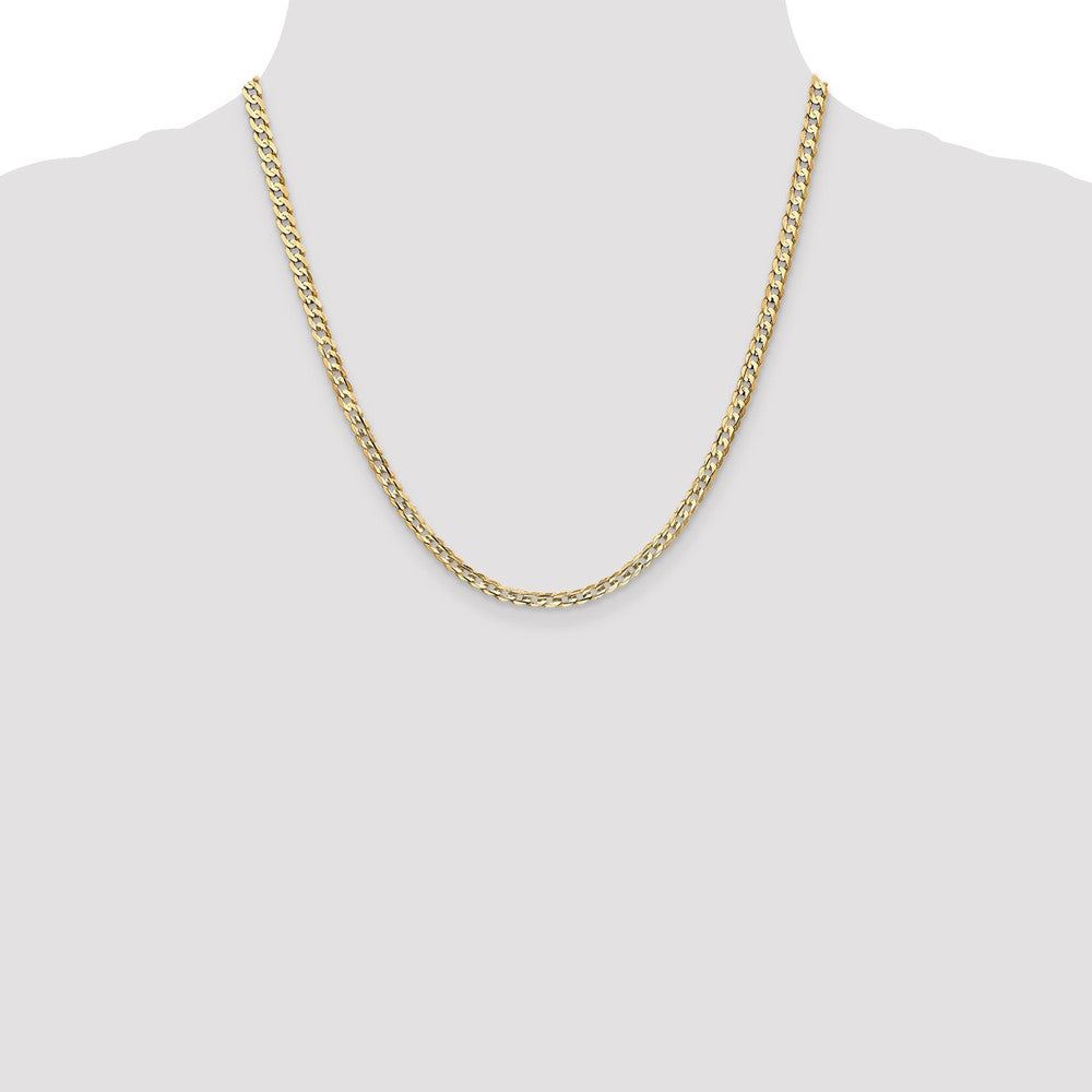 14K 20 inch 3.8mm Open Concave Curb with Lobster Clasp Chain