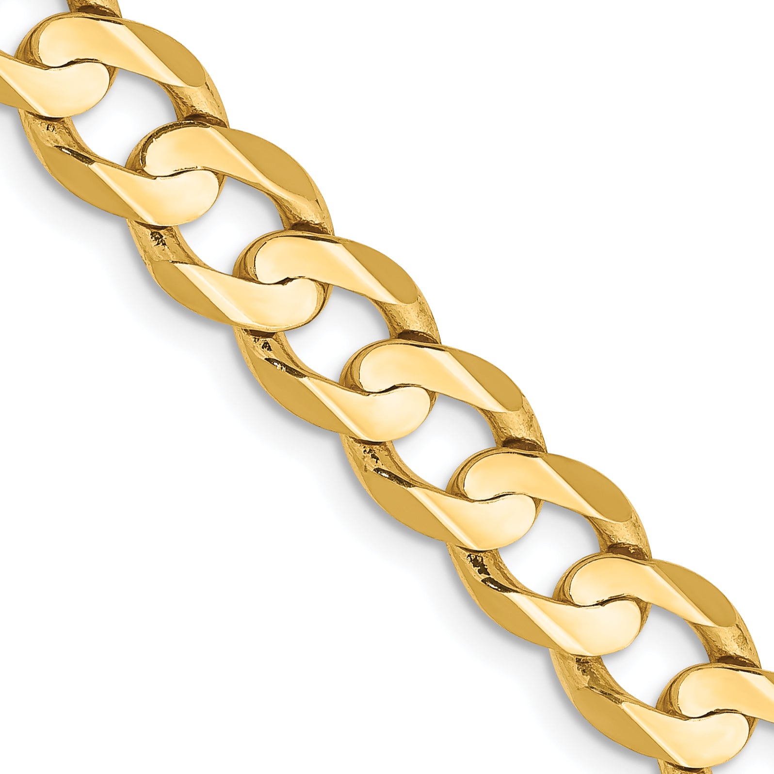 14K 18 inch 6.75mm Open Concave Curb with Lobster Clasp Chain