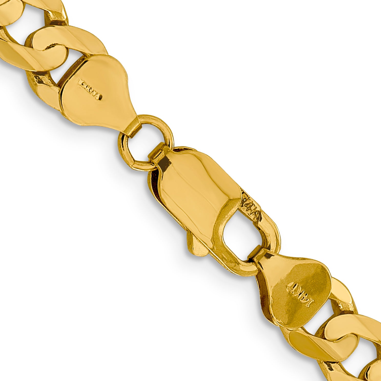 14K 20 Inch 7.5Mm Open Concave Curb With Lobster Clasp Chain