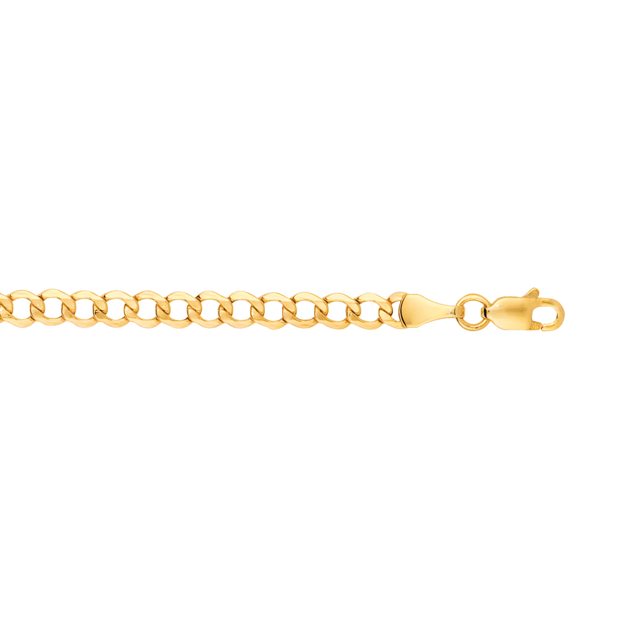 14K Yellow Gold 4.4mm Lite Curb 24" Chain with Lobster Lock