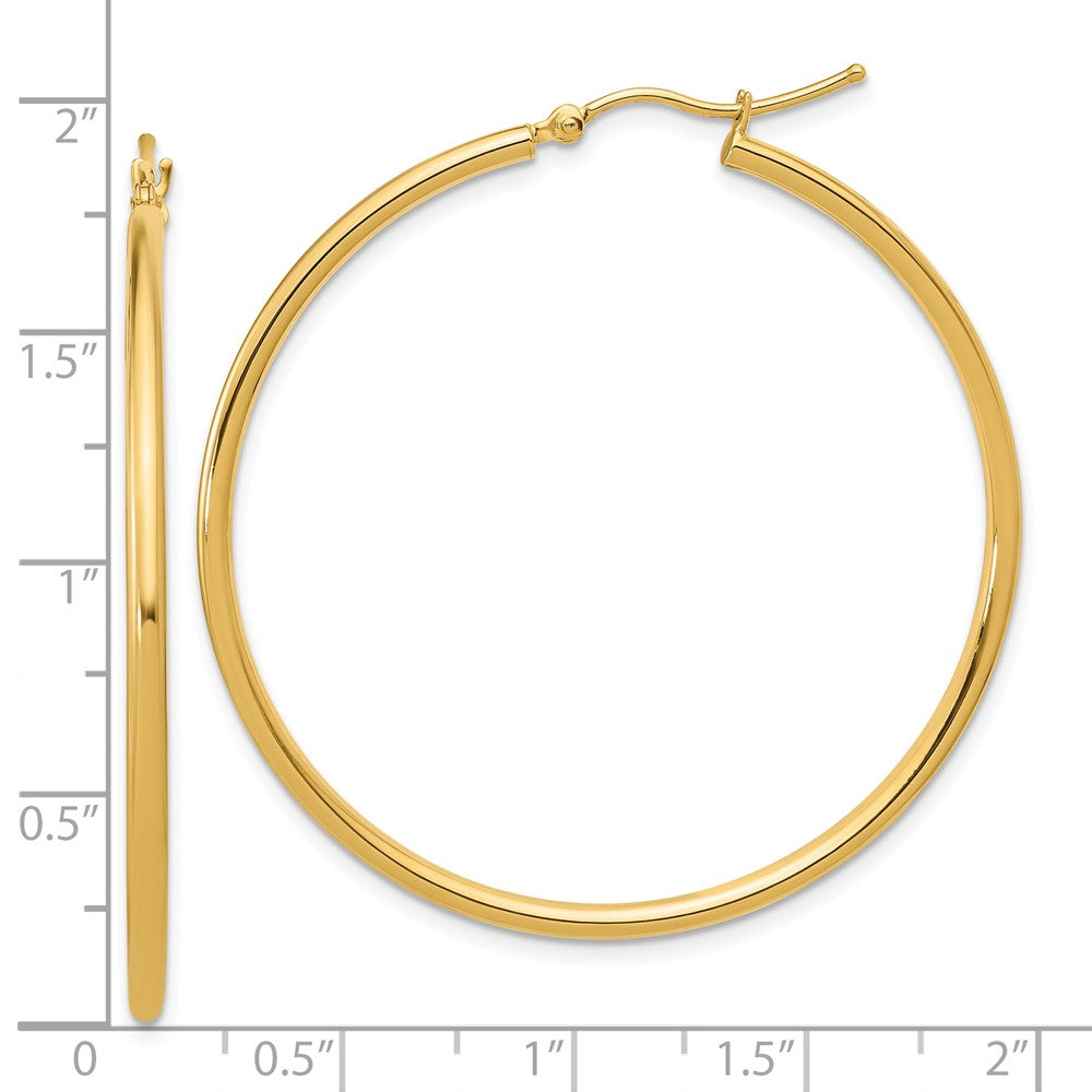 14K 2mm Polished Hinged Hoop Earrings