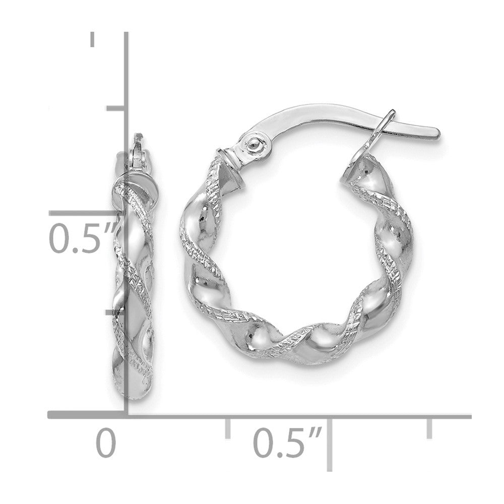 14K White Gold Twisted Hoop Earrings