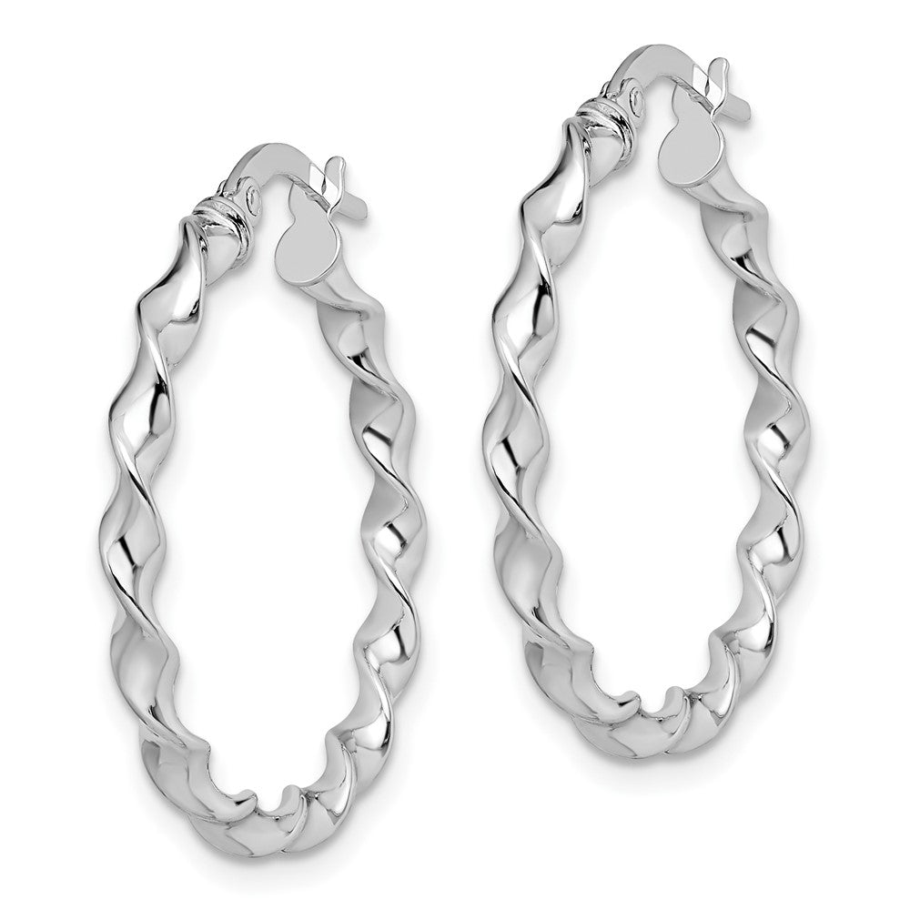14K White Gold Twisted Hoop Earrings
