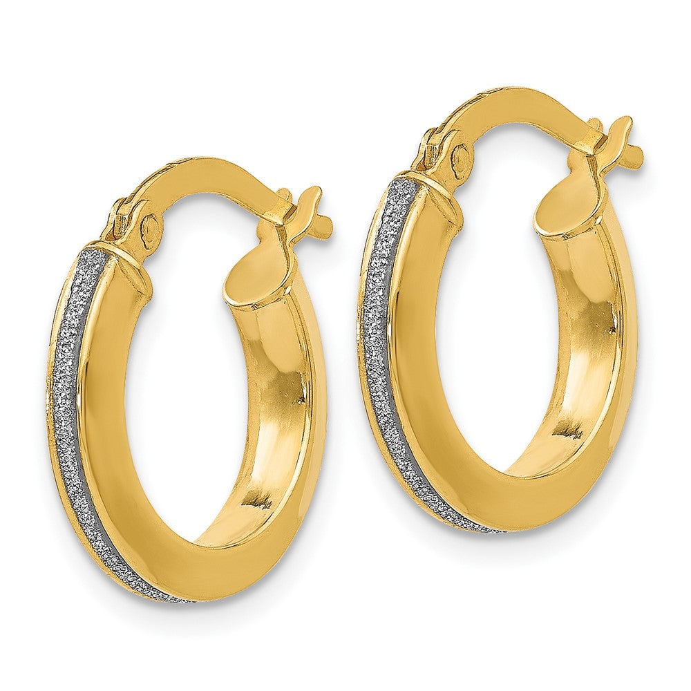14K Polished Glimmer Infused Hoop Earrings