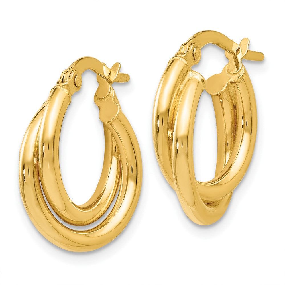 14K Polished Twisted Double Hoop Earrings
