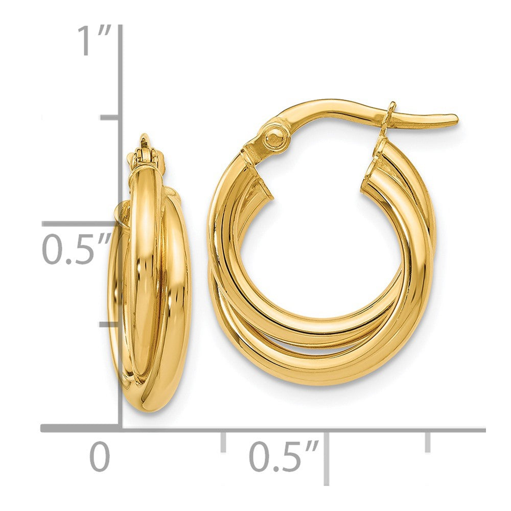 14K Polished Twisted Double Hoop Earrings