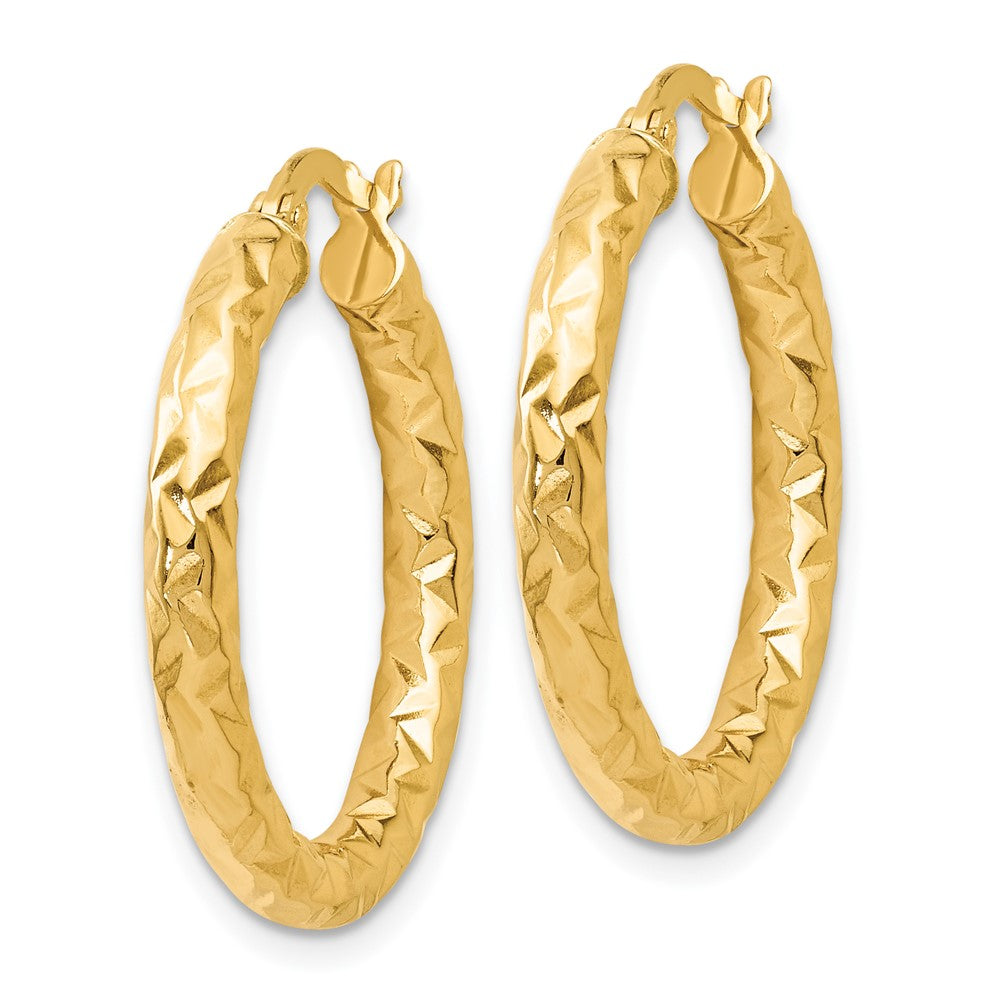 14K ForeverLite Polished and Textured Hoop Earrings