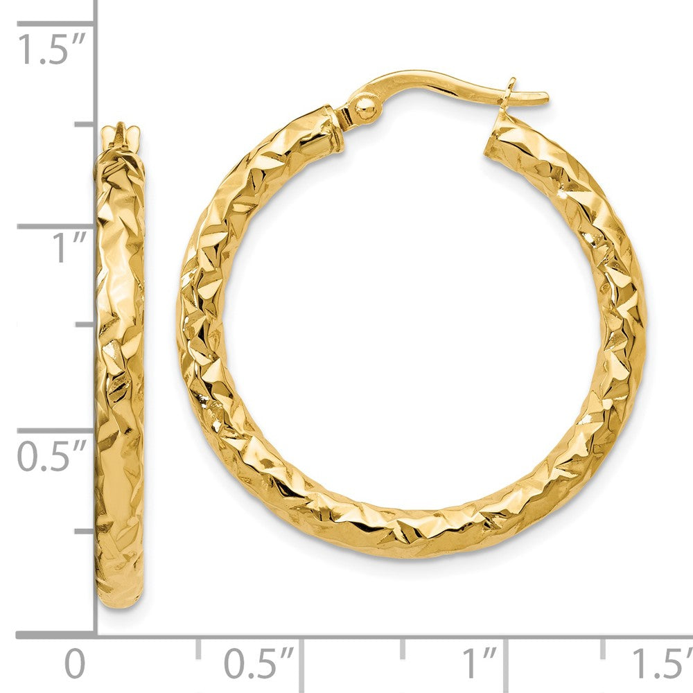14K ForeverLite Polished and Textured Hoop Earrings