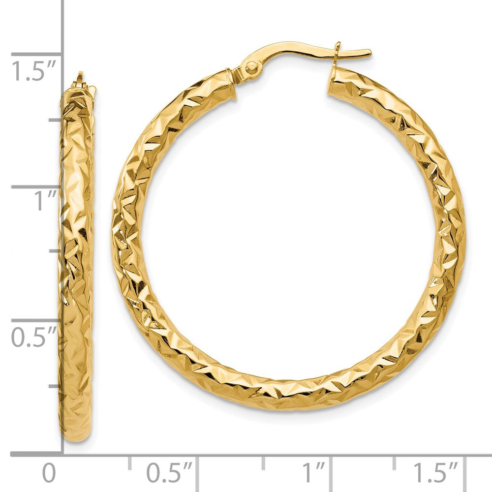 14K ForeverLite Polished and Textured Hoop Earrings