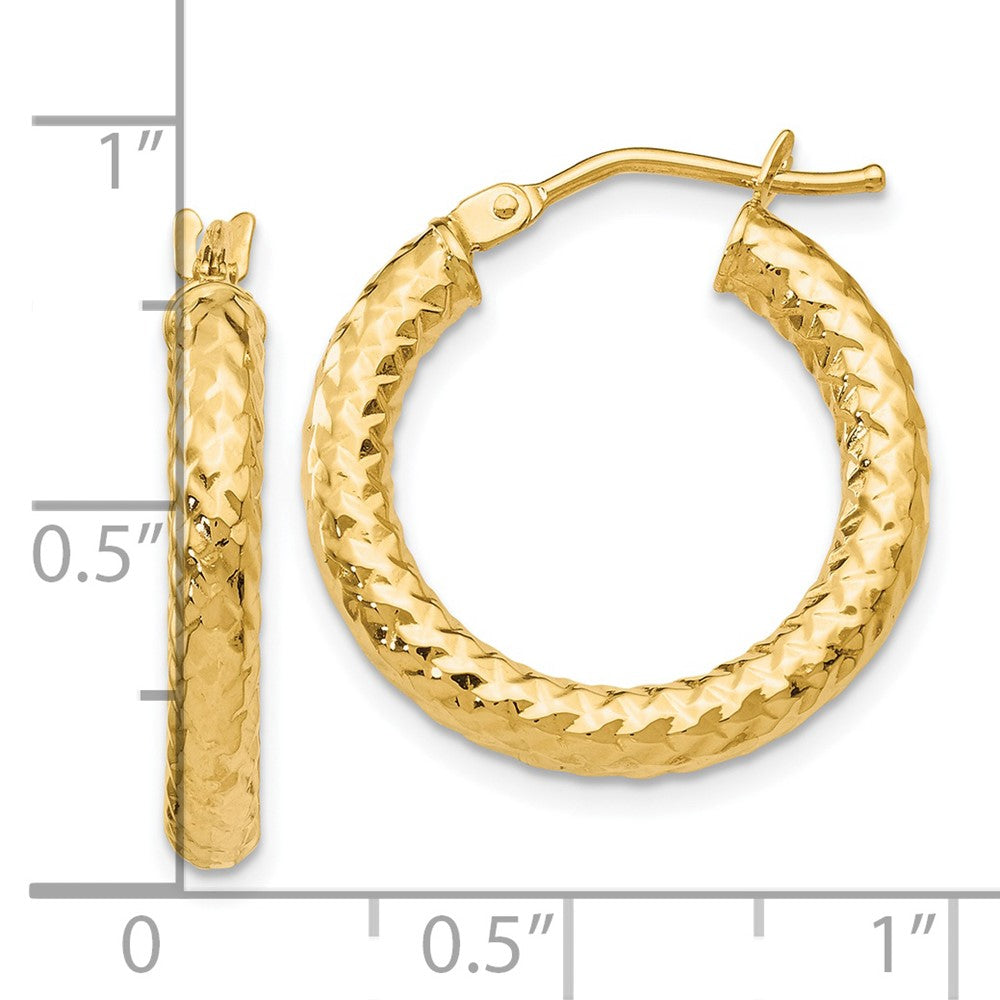 14K ForeverLite Polished and Textured Hoop Earrings