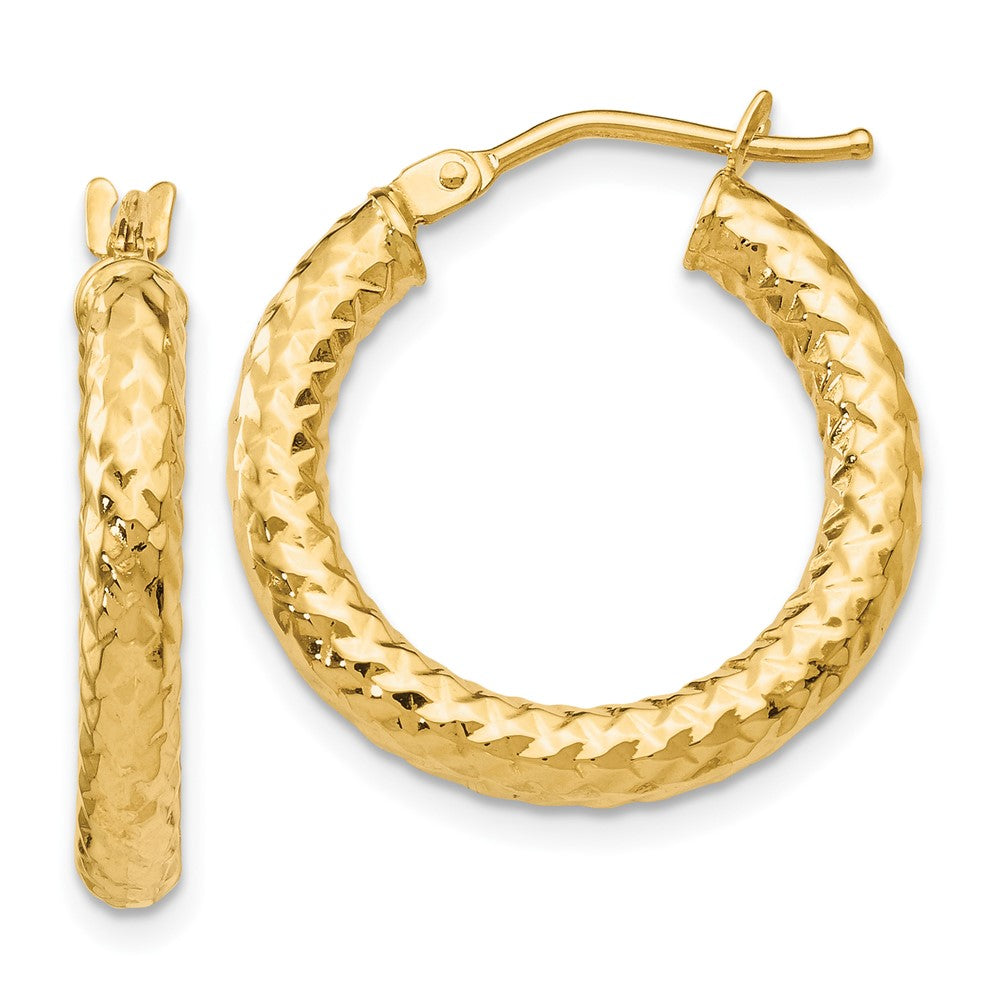 14K ForeverLite Polished and Textured Hoop Earrings