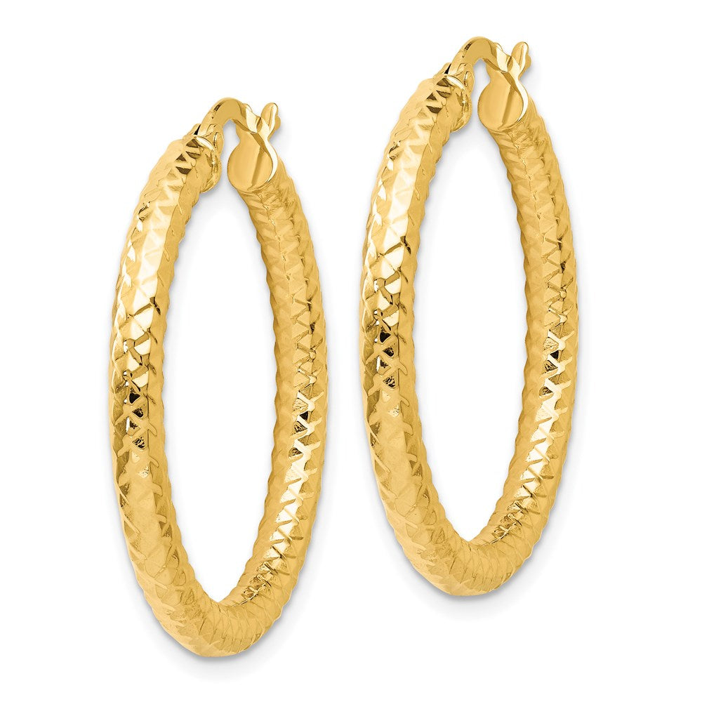 14K ForeverLite Polished and Textured Hoop Earrings