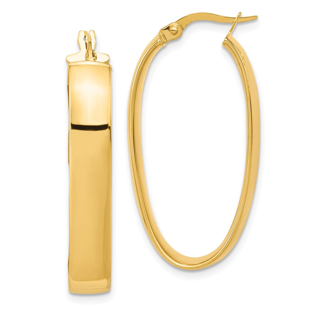 14K Polished Oval Hoop Earrings