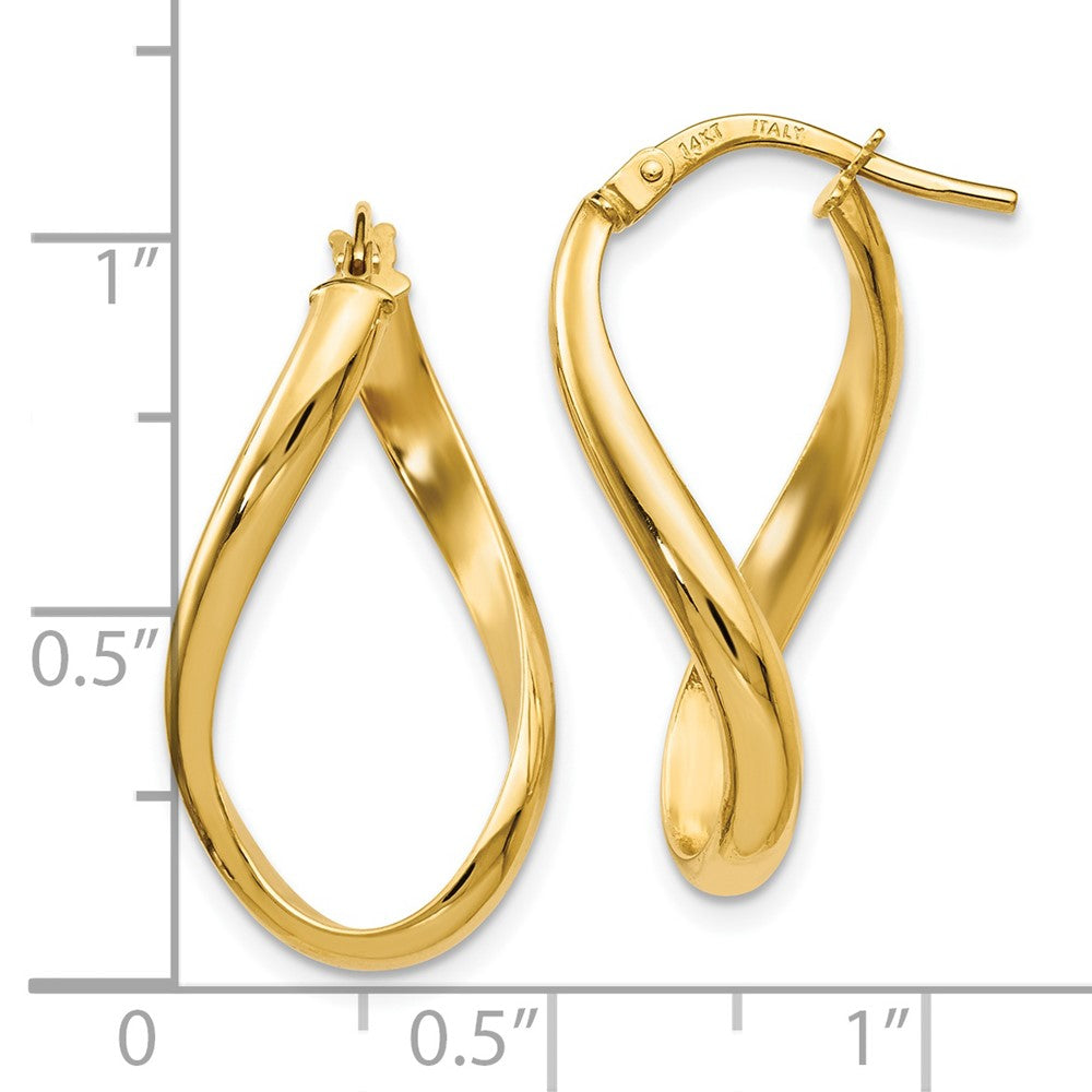 14K Polished Oval Twisted Hoop Earrings