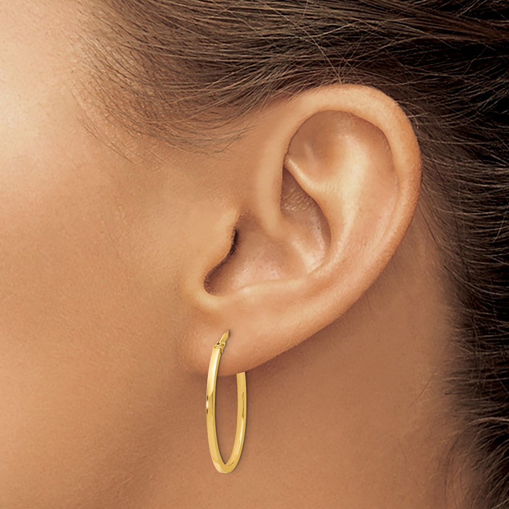 14K Polished Oval Hoop Earrings