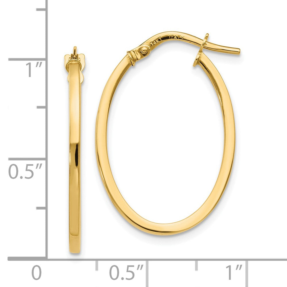 14K Polished Oval Hoop Earrings