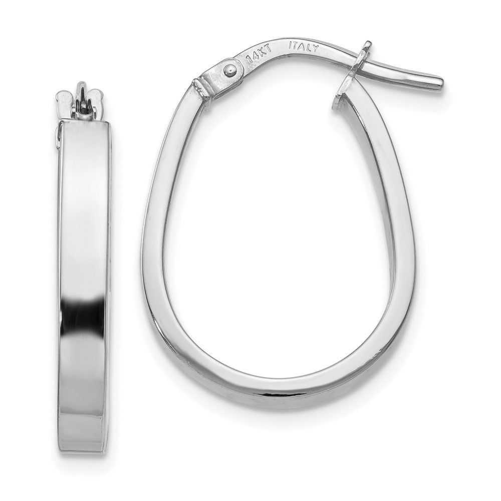 14K White Gold Polished U-Shape Hoop Earrings