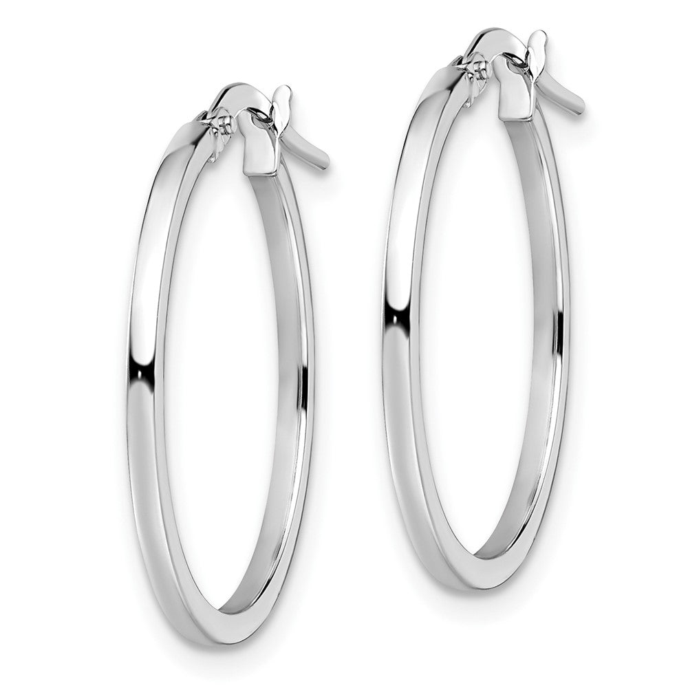 14K White Gold Polished Hoop Earrings