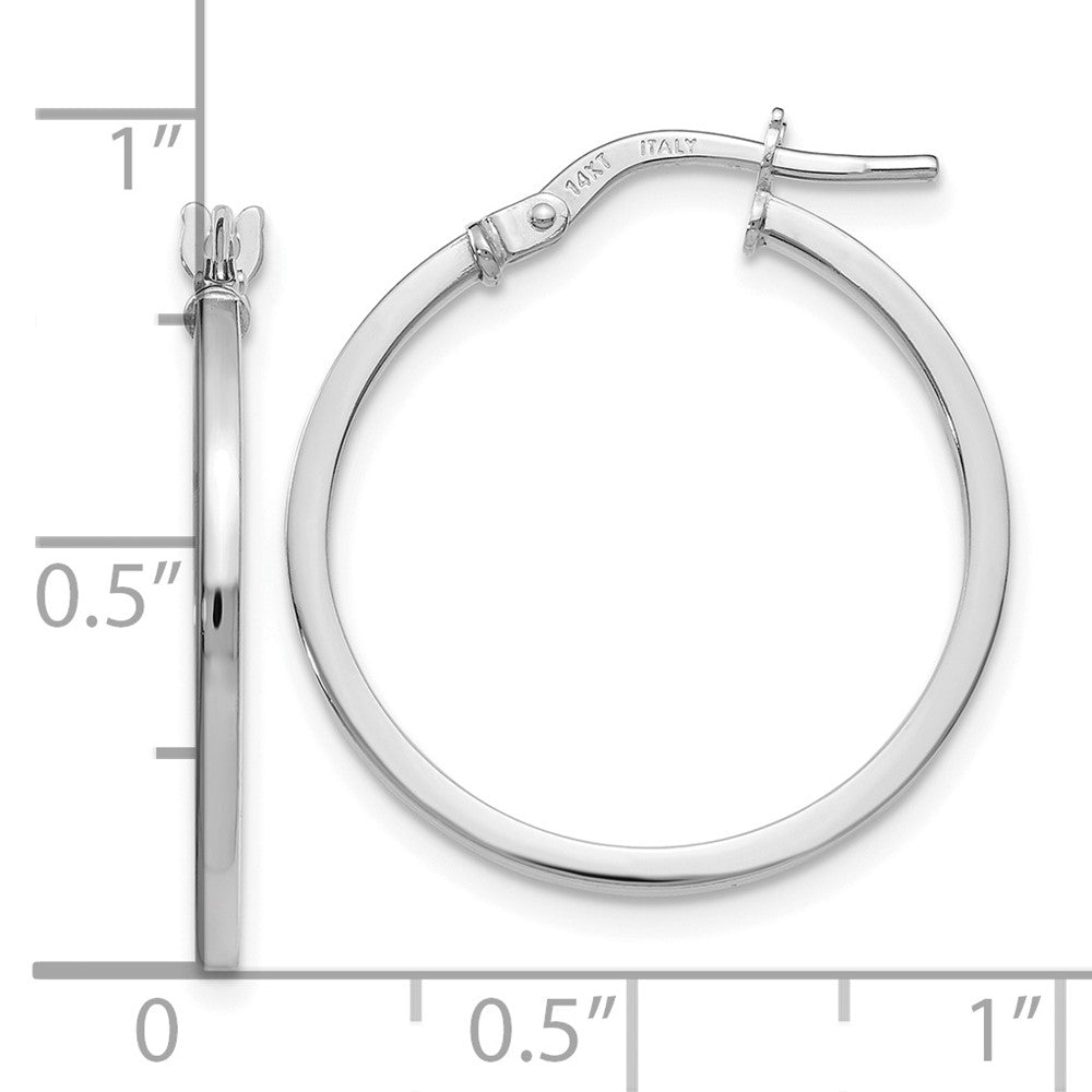 14K White Gold Polished Hoop Earrings