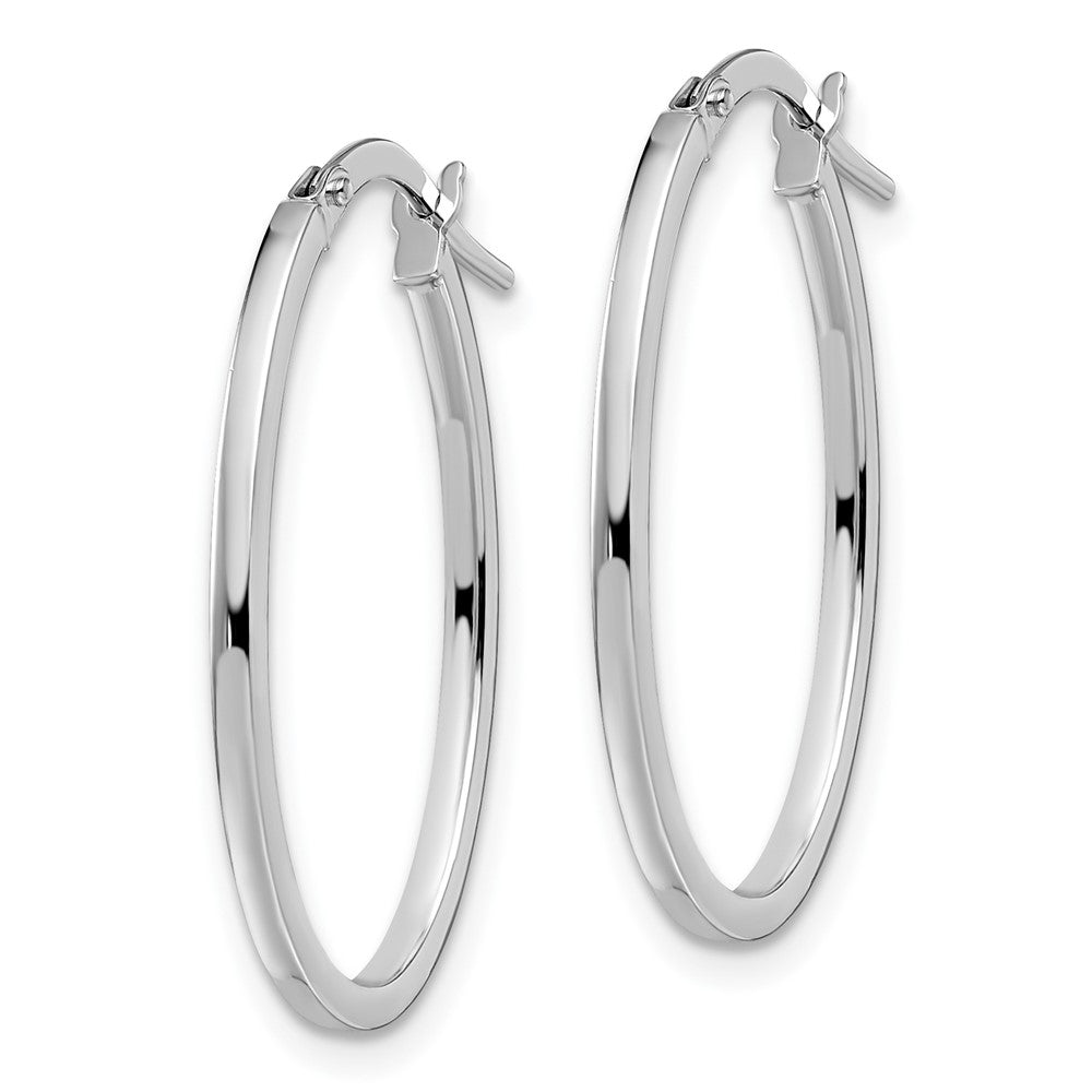 14K White Gold Polished Oval Hoop Earrings