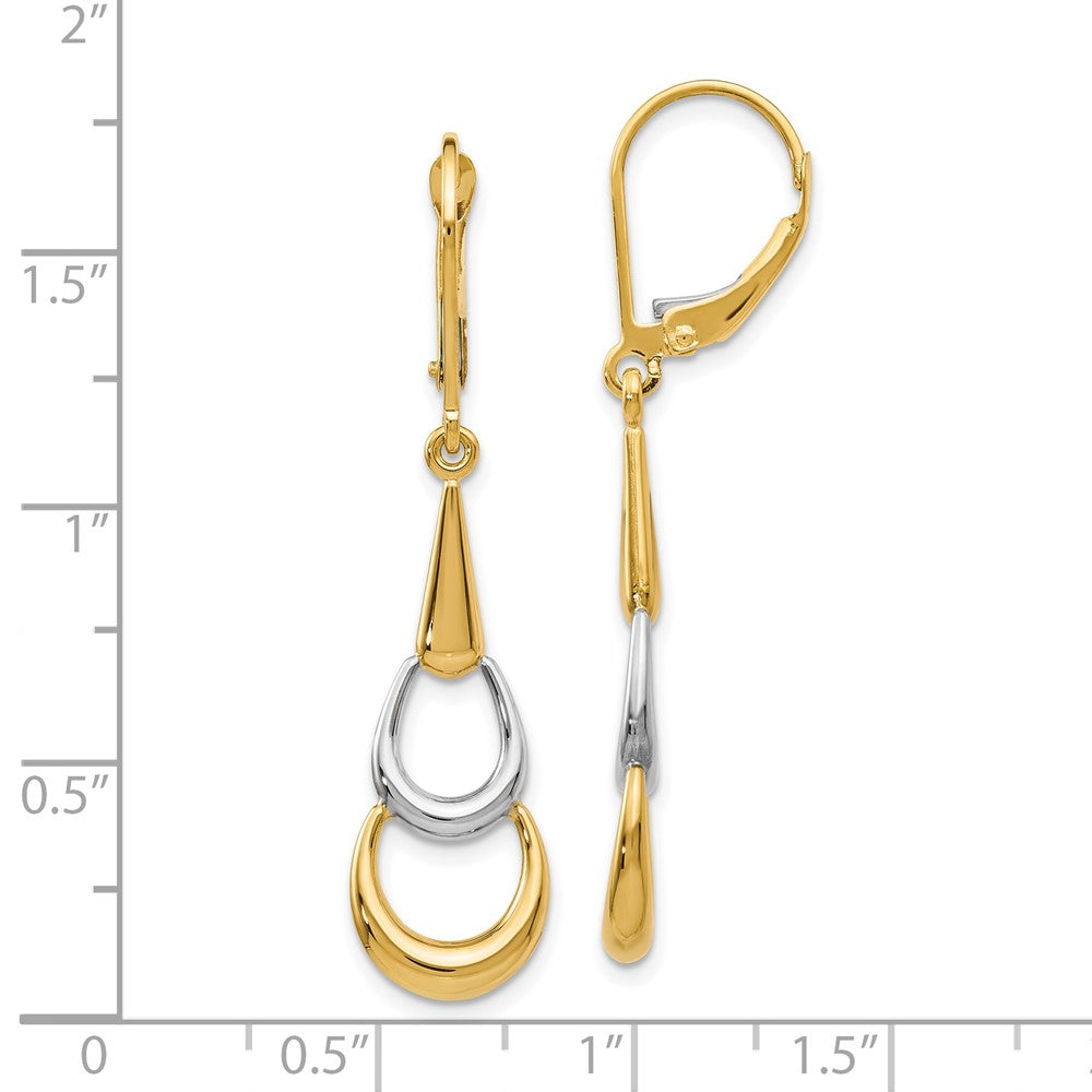14K Two-Tone Polished Leverback Earrings