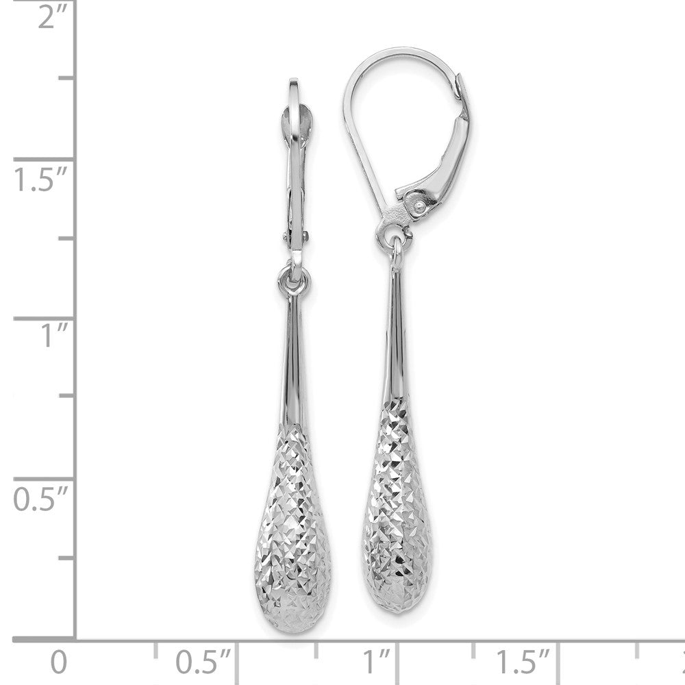 14K White Gold D/C Leverback Earrings