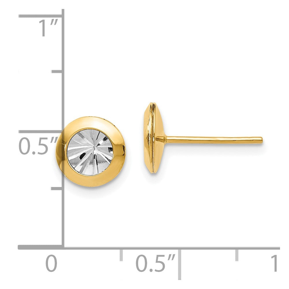 14K Rhodium and Polished and D/C Post Earrings