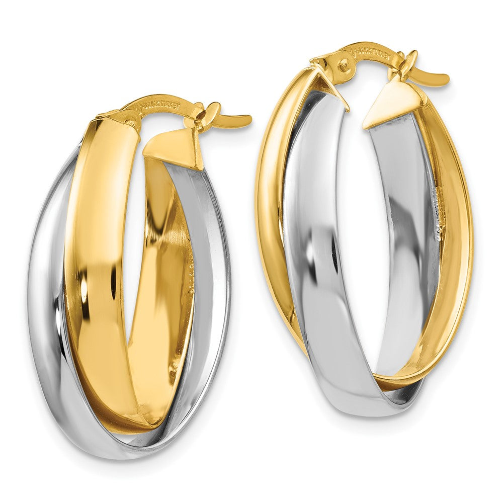 14K Two-tone Polished Double Oval Hoop Earrings