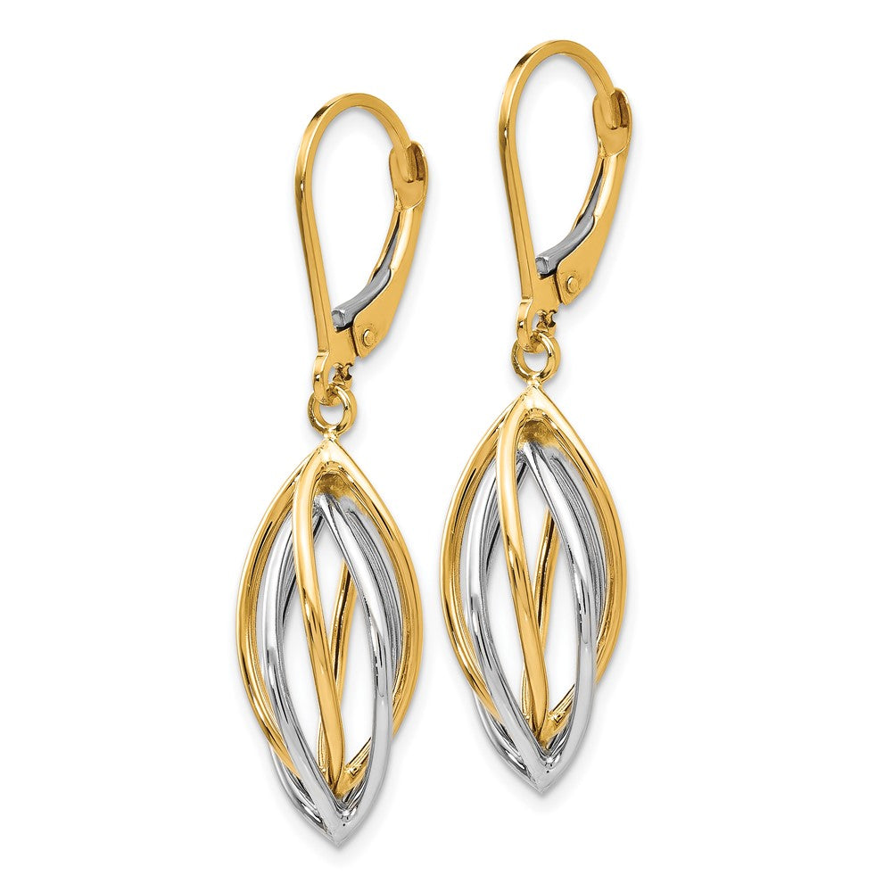 14K Two-tone Polished Leverback Earrings