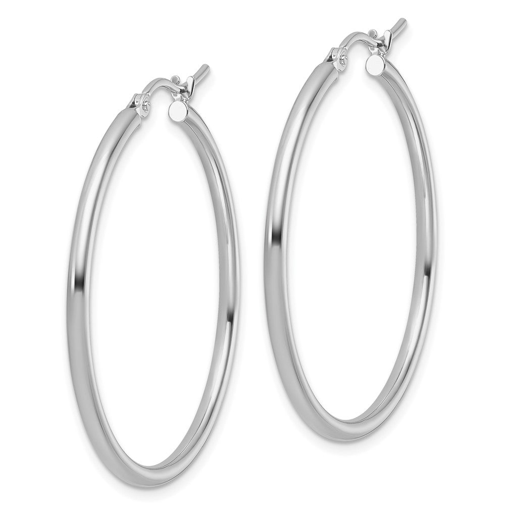 14K White Gold 2X35Mm Hoop Earrings
