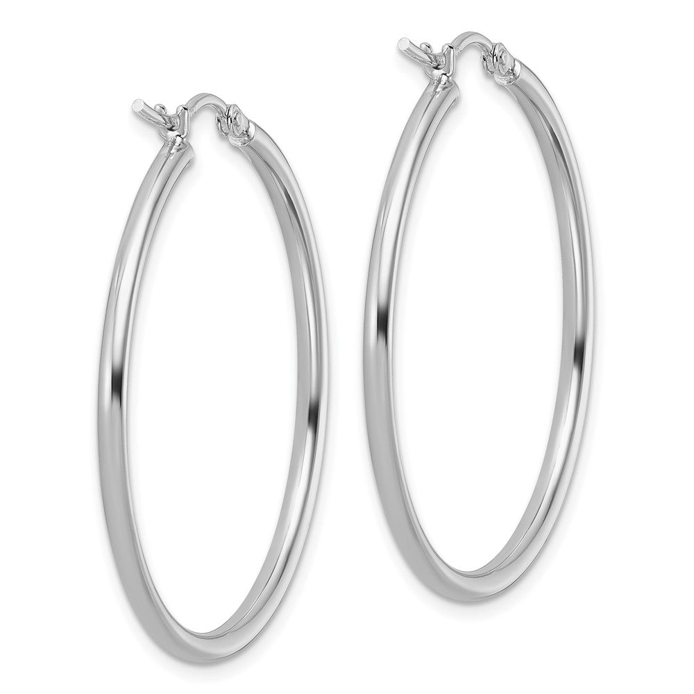 14K White Gold 2X35Mm Hoop Earrings