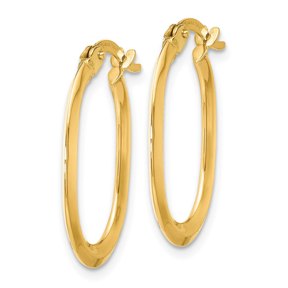 14K Polished Oval Hinged Hoop Earrings