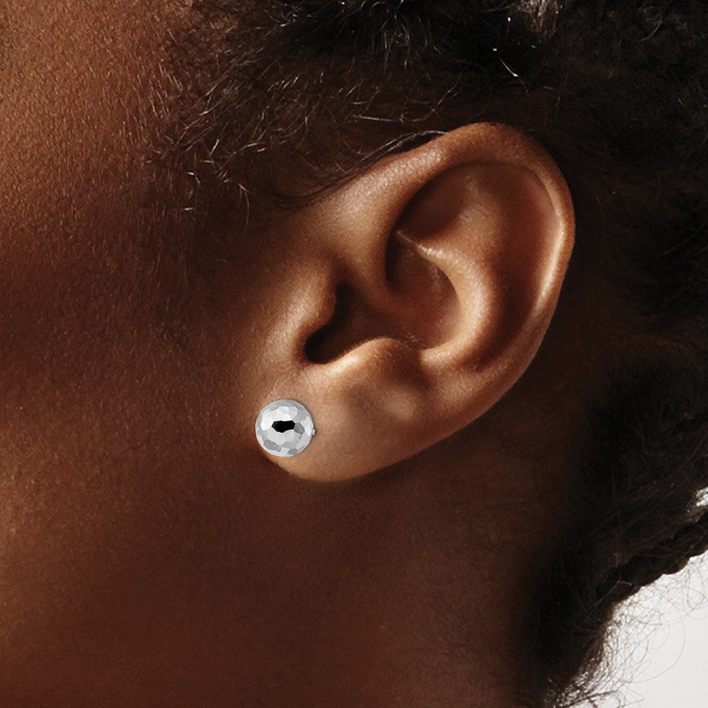 14K White Gold Polished Faceted Post Earrings