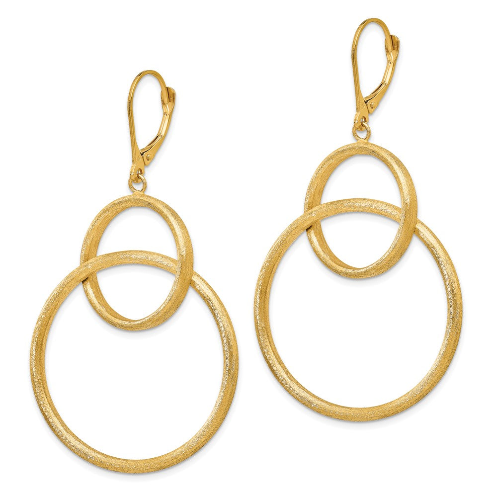 14K Scratch Finish Round Leverback Earrings