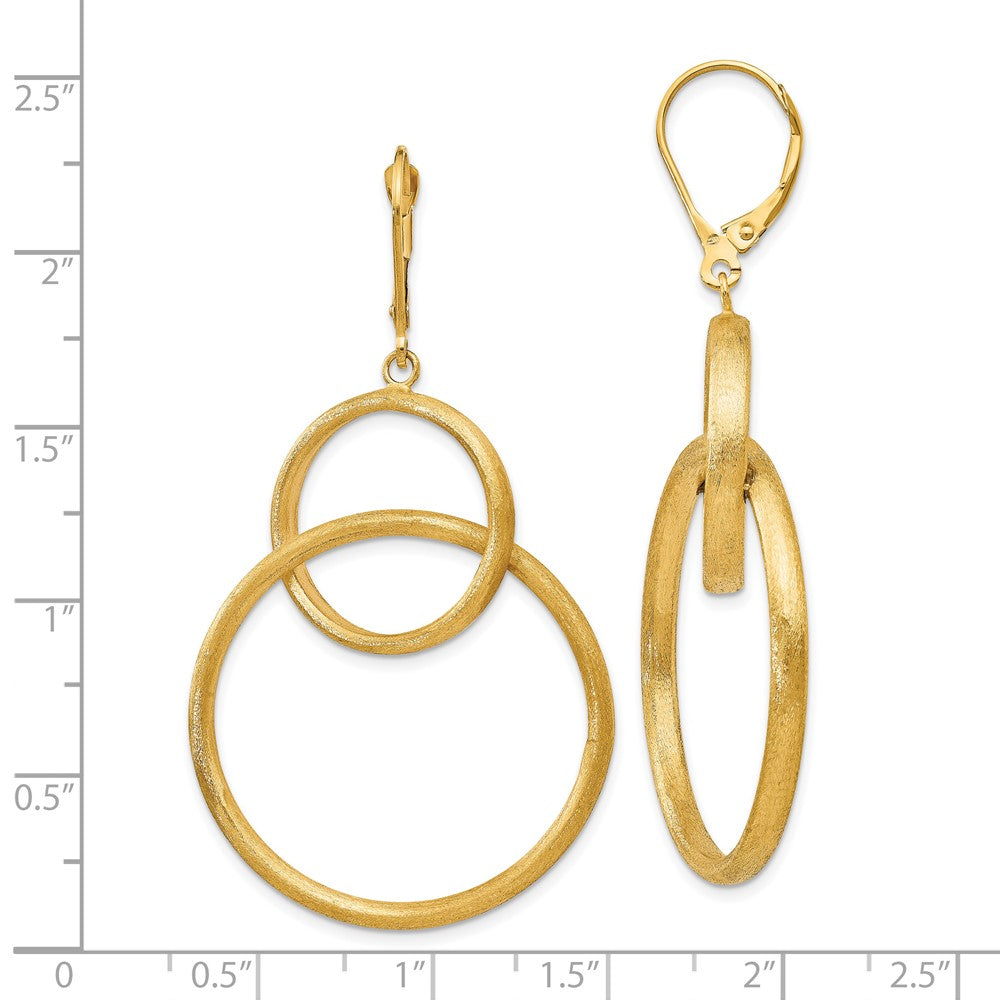 14K Scratch Finish Round Leverback Earrings