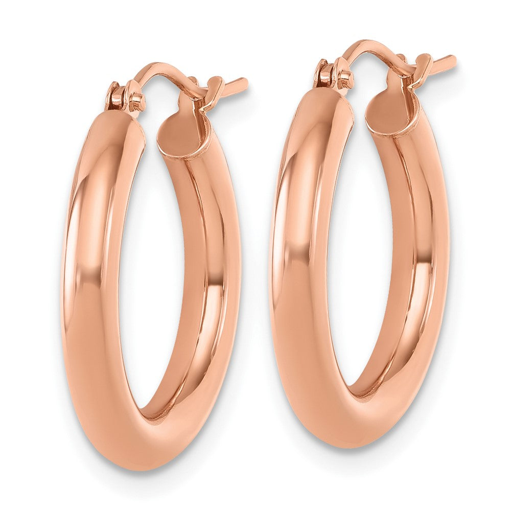 14K Rose Gold 3mm Polished Hoop Earrings