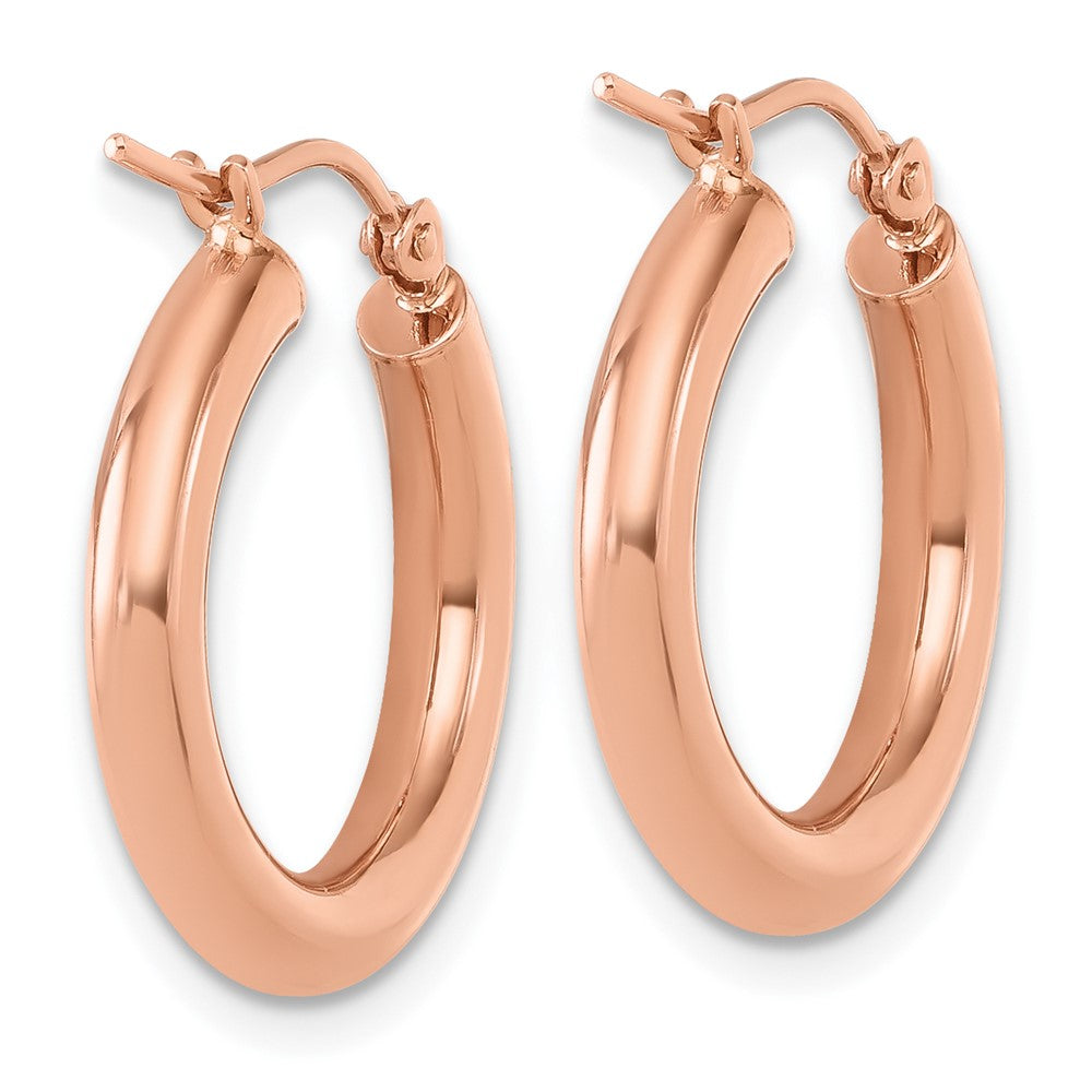 14K Rose Gold 3mm Polished Hoop Earrings