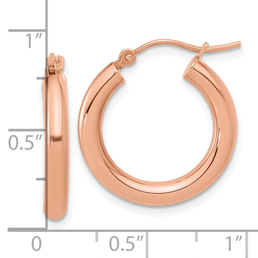 14K Rose Gold 3mm Polished Hoop Earrings
