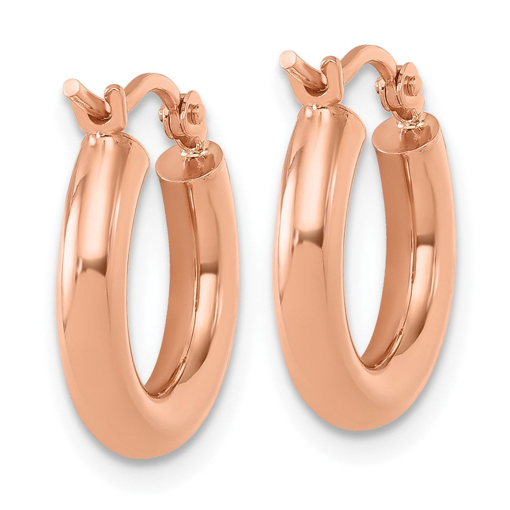 14K Rose Gold 3mm Polished Hoop Earrings